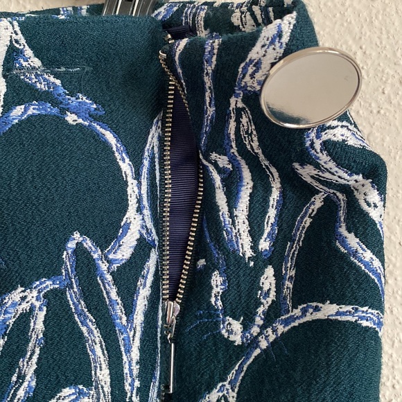 Jason Wu Grey Forest Green Embroidered Faux Wrap Wool Blend Skirt - Picture 7 of 8